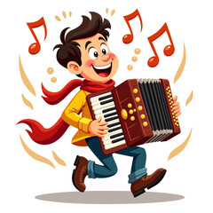 a cartoon musician plays the accordion
