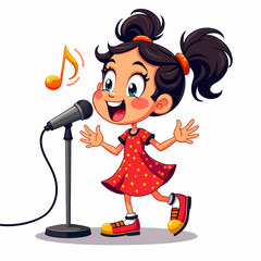 cartoon girl singing into microphone