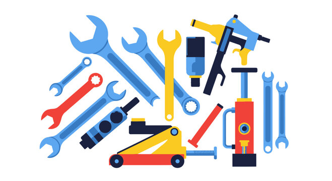 Vibrant collection of essential mechanic and handyman tools for repair and maintenance tasks.