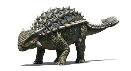 Obraz premium Ankylosaurus in a side view, showcasing its distinctive features, ready to captivate