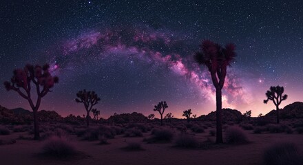 Joshua Tree desert neon stars glowing cactus edges