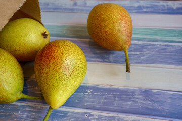 Pears in a paper bag.