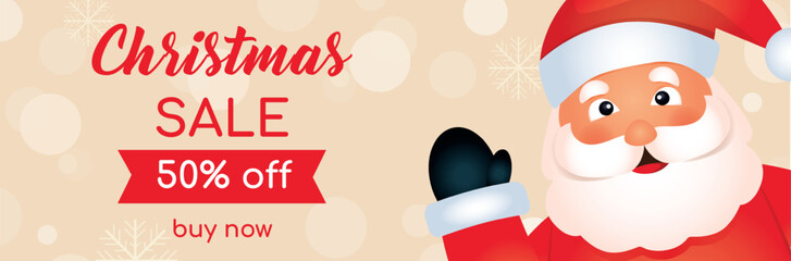 Santa Claus Sale banner light background