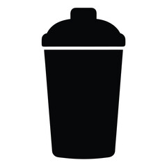 Black reusable coffee cup icon vector illustration for beverage container design and drinkware art