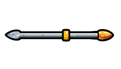 A doublepointed metallic tool with a yellow band in the center, isolated on a transparent background, suggesting a specialized instrument
