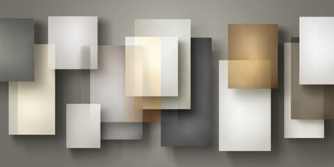 Minimal geometric abstract background with layered neutral rectangles and copy space, ideal for branding, presentations, and modern design contexts