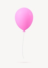 Pink balloon clipart, 3d birthday graphic