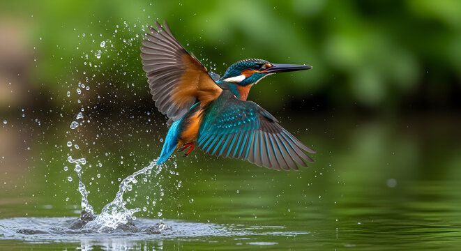 Colorful kingfisher bird illustration in nature with tropical wildlife design