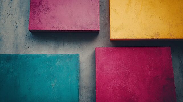 Colorful textured squares on a gray background