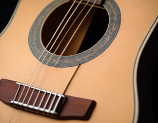 Obraz premium Beautiful guitar fingerboard on a black background.