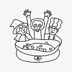 Kids celebrating Halloween doodle