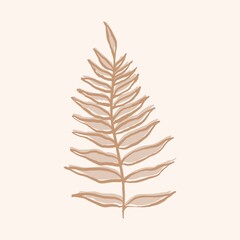 Naklejka premium Fern line art, minimal watercolor illustration