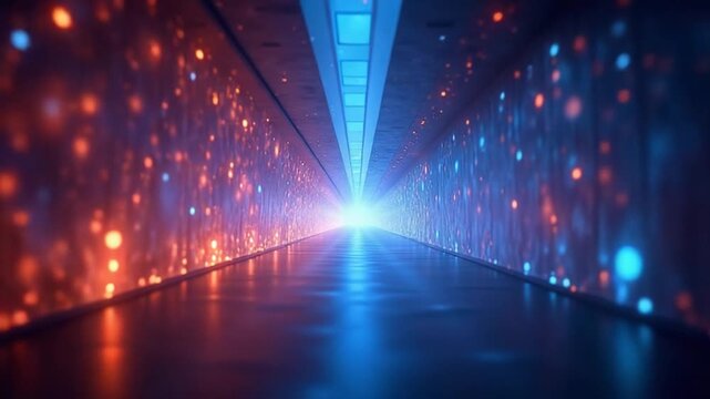 Blue and Orange Magical Shining Magical Corridor Background VJ Loop I 4K