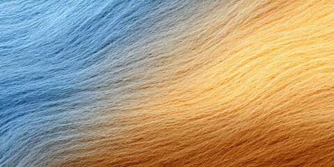 Fototapeta premium Soft gradient wool fibers blending blue and yellow tones forming abstract textile surface - AI generated