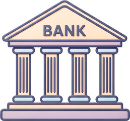 
귀여운 3D 만화 은행 건물 일러스트