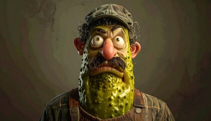Angry pickle man portrait