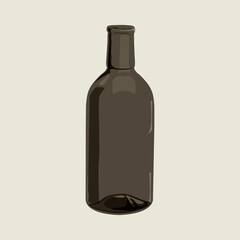 Black glass water bottle, drink illustration design