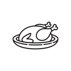 Roasted turkey on a platter isolated on white background, ready to be served