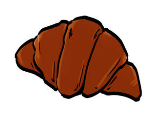クロワッサンのイラスト （筆タッチ・一枚） シンプル / Croissant, hand-drawn, watercolor brush style