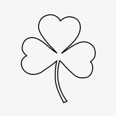 Shamrock doodle clipart, cute black & white illustration