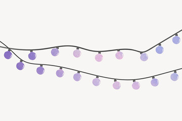 Purple fairy lights background, festive decor illustration