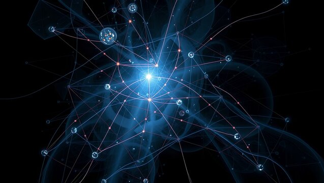 Digital Network of Blue Lights