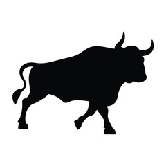 Black bull silhouette vector illustration, farm animal, taurus, cattle, mammal, livestock drawing