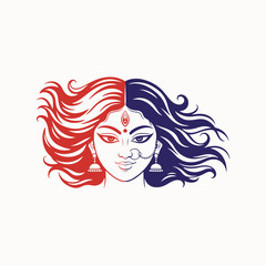 Vector Art of Goddess Durga Face for Happy Durga Puja Celebration