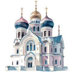 Fototapeta premium Alexander Nevsky Cathedral. Alexander Nevsky Cathedral watercolor vector illustration