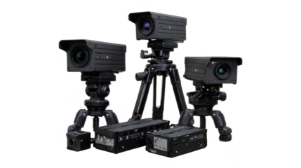 Guidance System video camera on a tripod  on transparent background