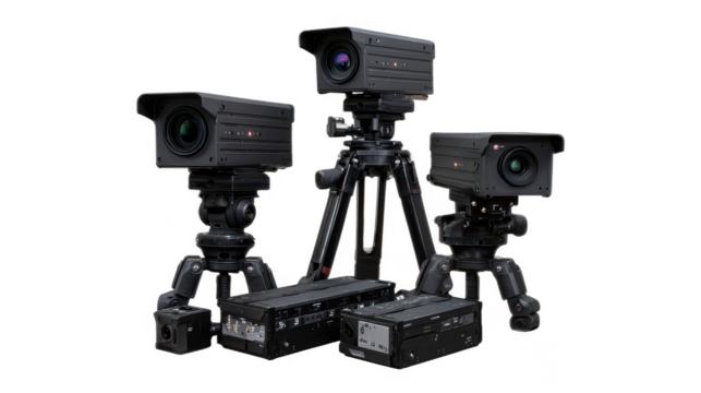 Guidance System video camera on a tripod  on transparent background