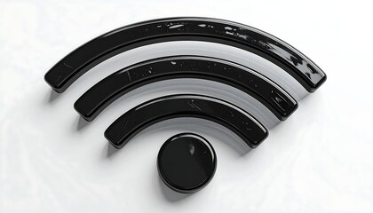 Black 3D Wi-Fi symbol on white background