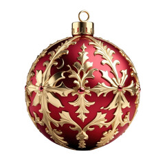 Christmas ornaments, holiday decorations, luxury baubles, red and gold ornaments PNG transparent background