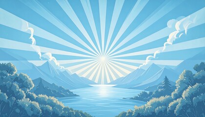 Scenic lake vista, sunrise