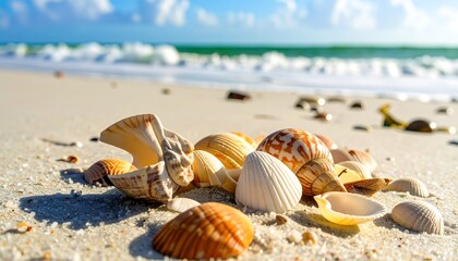 Seashells on beach