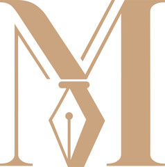 Monogram with Pen Nib Elegant Branding Concept