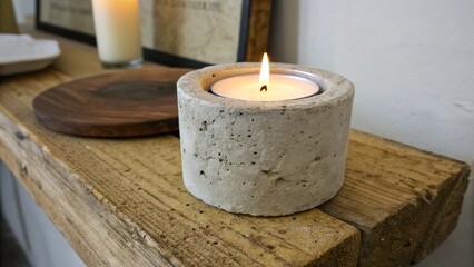 candles on a wooden table