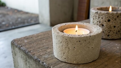 candles on a wooden table