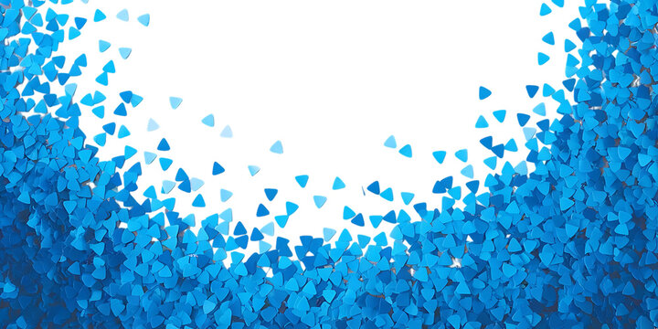 Blue Triangular Confetti Scattered with a Curved Empty Space triangle falling Cutout PNG isolated on a transparent background - Powered by Adobe
