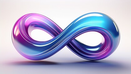 glossy 3d infinity shape featuring gradient colors in blue pink and purple the smooth and futuristic design has a modern abstract aesthetic isolated on white background