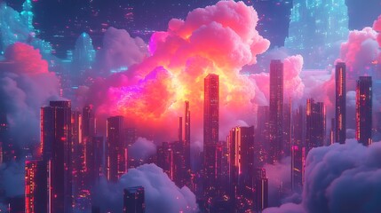 Advance Ai multi based technology with different colored abstract background 