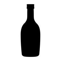 Black silhouette wine bottle vector illustration for wine label design and branding graphic element