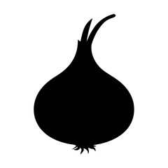 Black onion silhouette vector illustration for cooking recipes and food ingredient designs and art