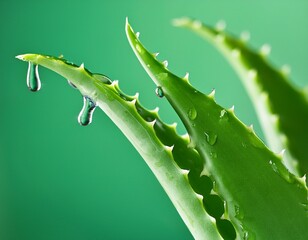 abstract photo of green aloe vera gel on green background