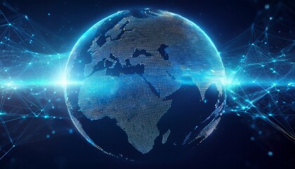 Fototapeta premium global network connection digital data flow abstract background tech concept