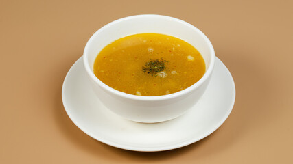 Broth soup bowl isolated view	