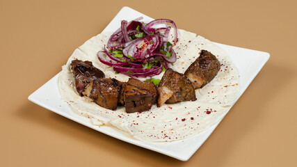 Lamb kebab on lavash bread