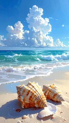 Seashore scene with shells