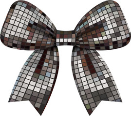 isolated bow with disco ball texture. christmas decoration