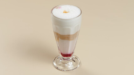 Coffee latte glass isolated on beige